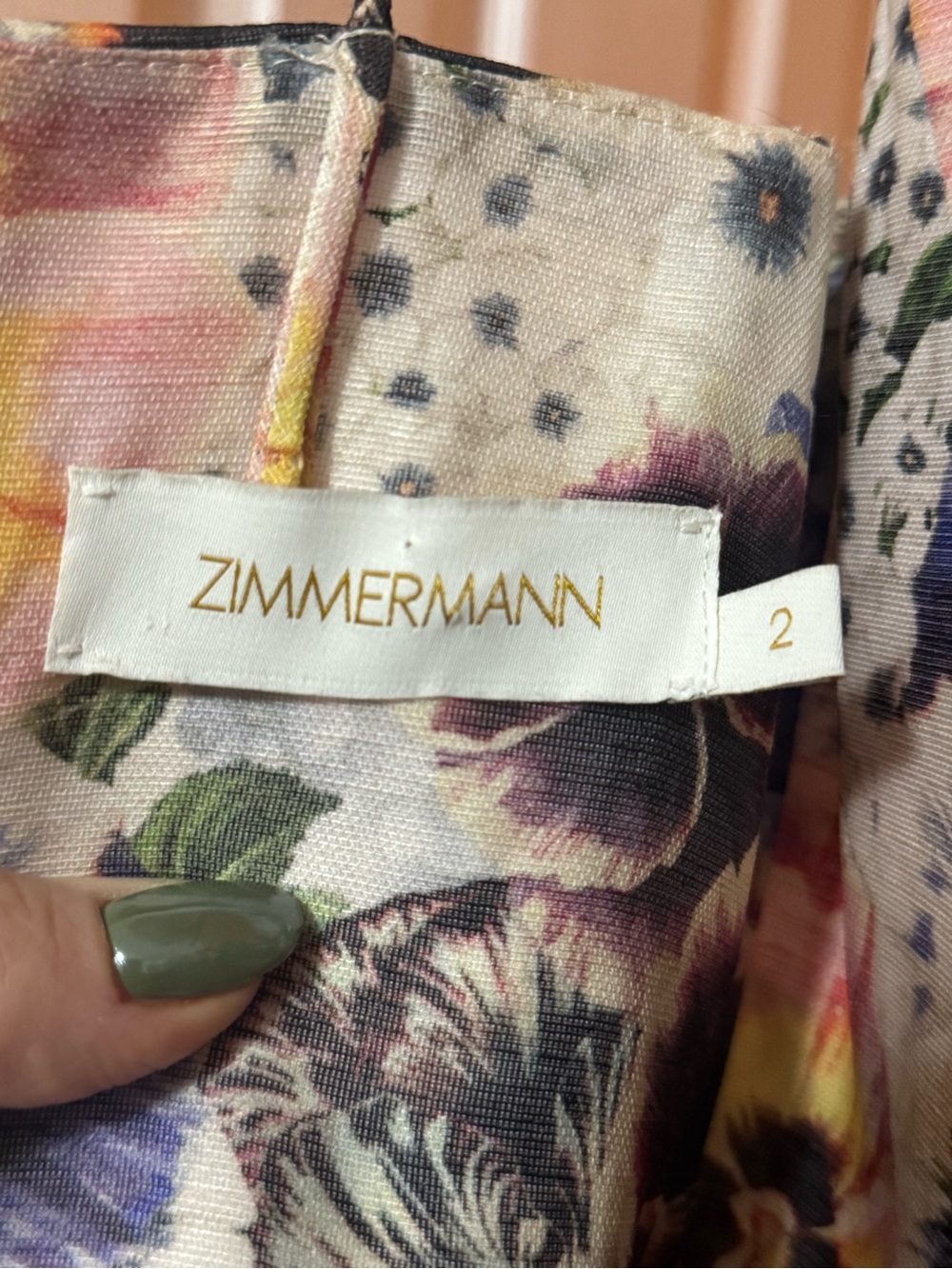 Zimmermann Floral Maxi Dress Size 2 Adjustable Altered Back Tie Romantic - Picture 9 of 9